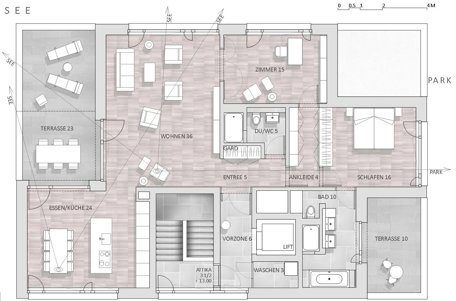 Grundriss Attika-Wohnung Fährenblick